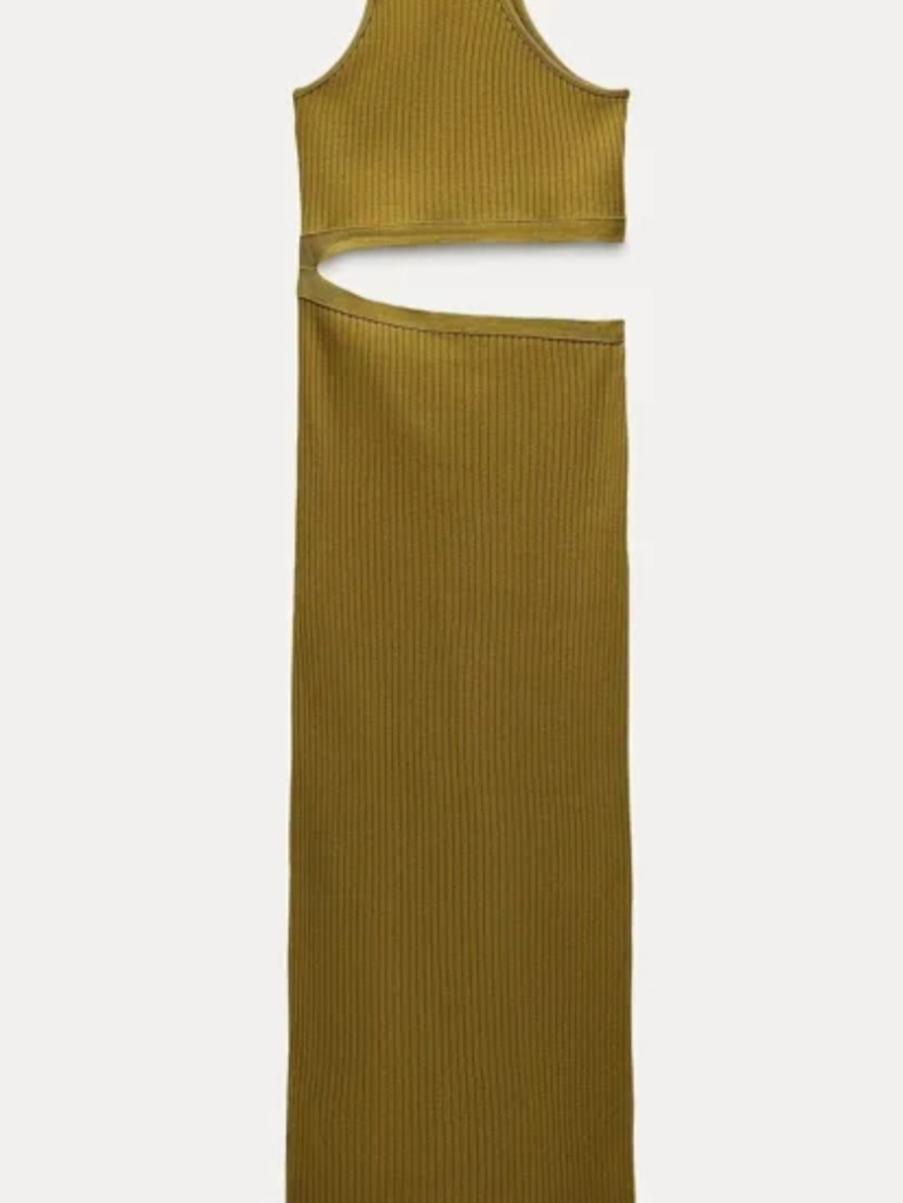 Zara Ribbed Sleeveless Fitted Dress in Olive